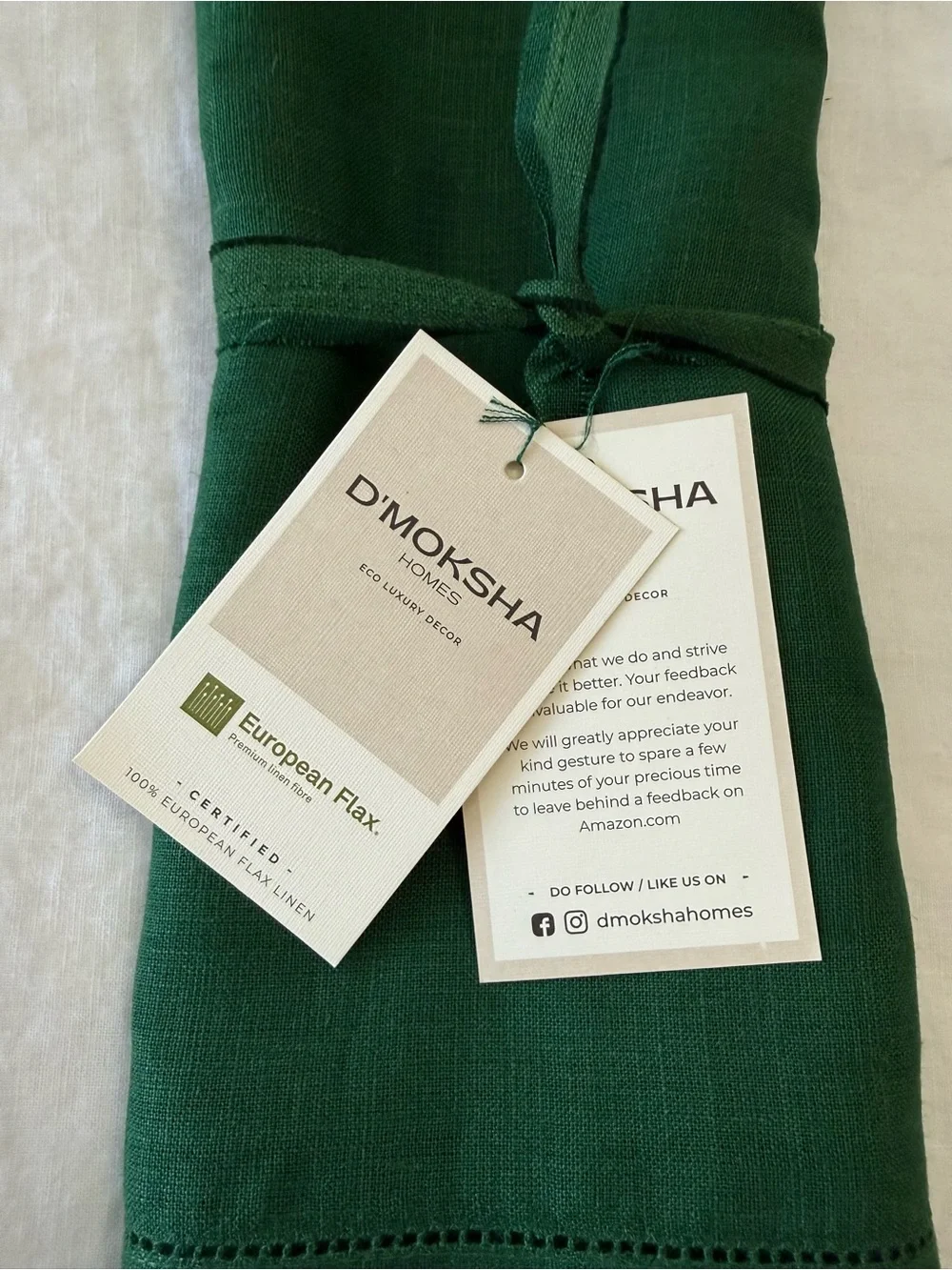 D'Moksha Homes | Set Of 4 Green European Flax Linen Placemats Napkins | NWT